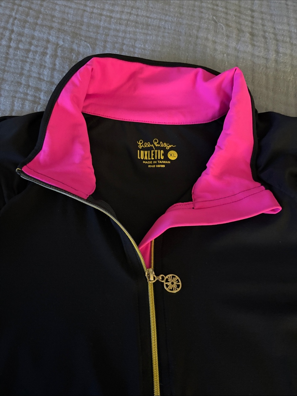 Lilly Pulitzer Black Utility Jacket with Hot Pink Trim